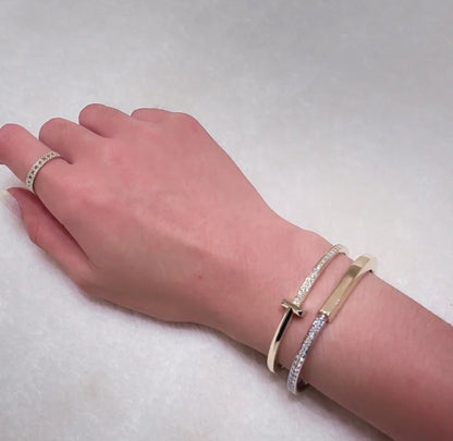 [Lumi Jewelry]LOCK PINK GOLD SILVER DIAMOND BRACELET