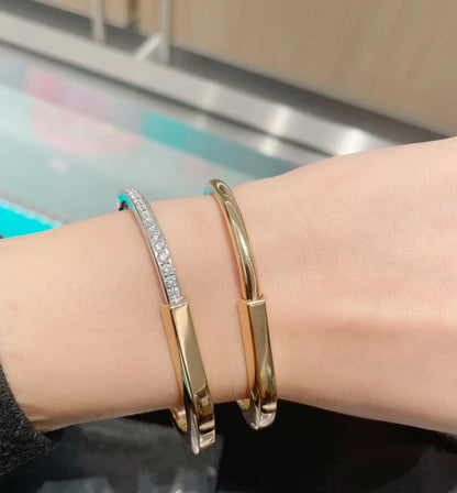 [Lumi Jewelry]LOCK PINK GOLD SILVER DIAMOND BRACELET
