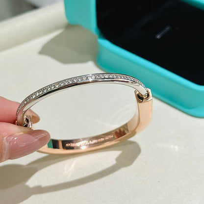 [Lumi Jewelry]LOCK PINK GOLD SILVER DIAMOND BRACELET