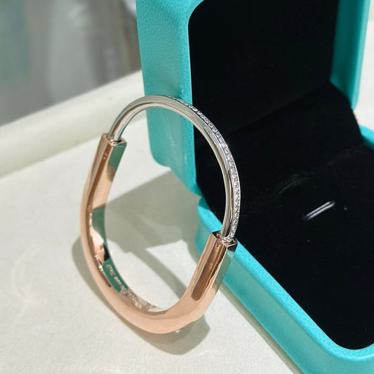 [Lumi Jewelry]LOCK PINK GOLD SILVER DIAMOND BRACELET