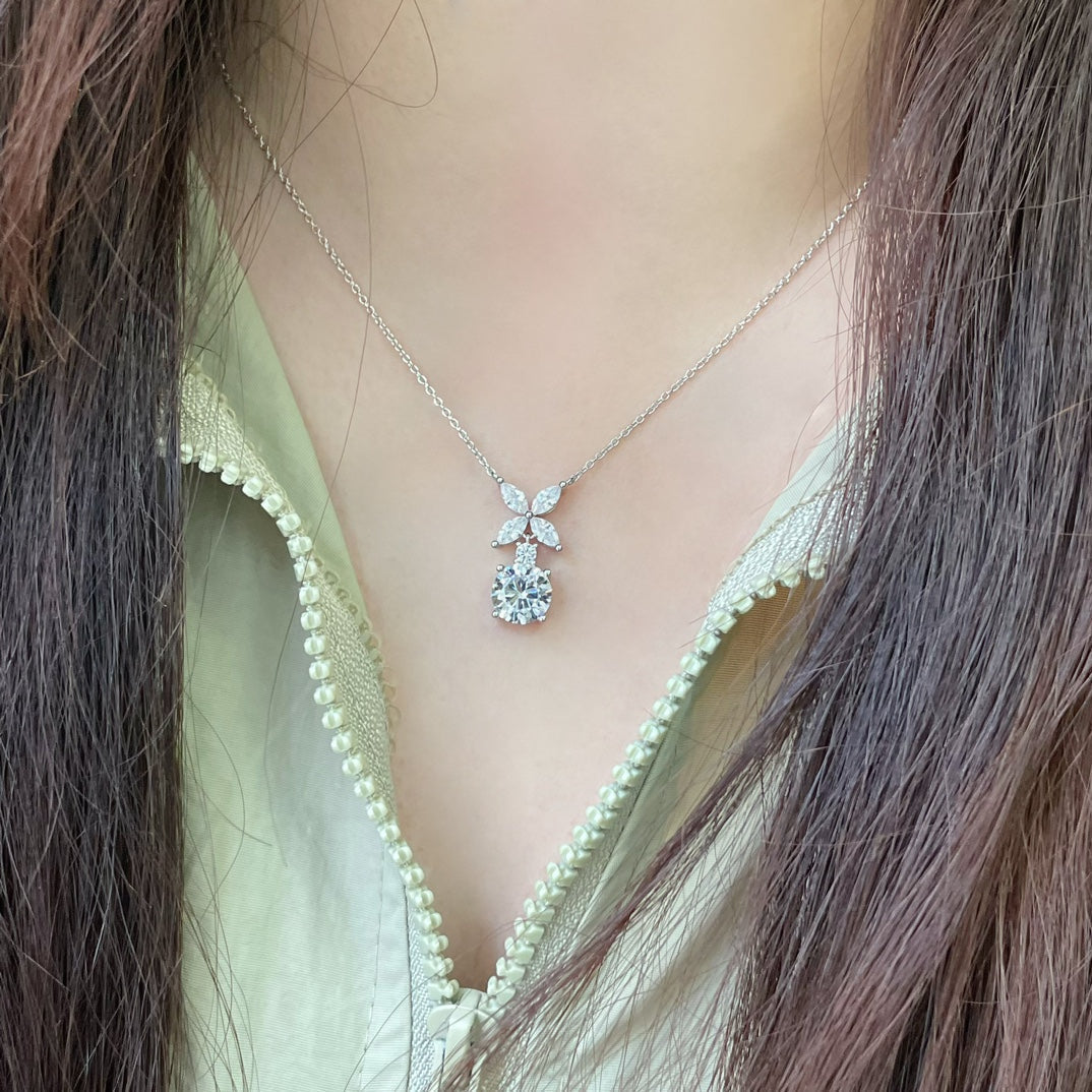 [Lumi Jewelry]VICTORIA PENDANT SILVER DIAMOND NECKLACE