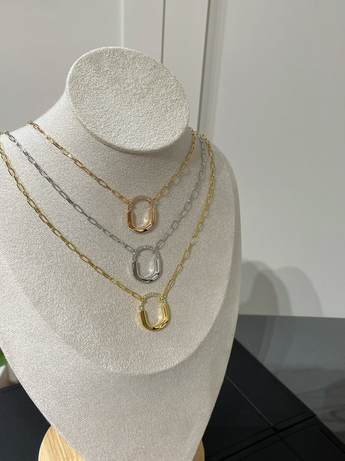 [Lumi Jewelry]LOCK MEDIUM PENDANT DIAMOND NECKLACE