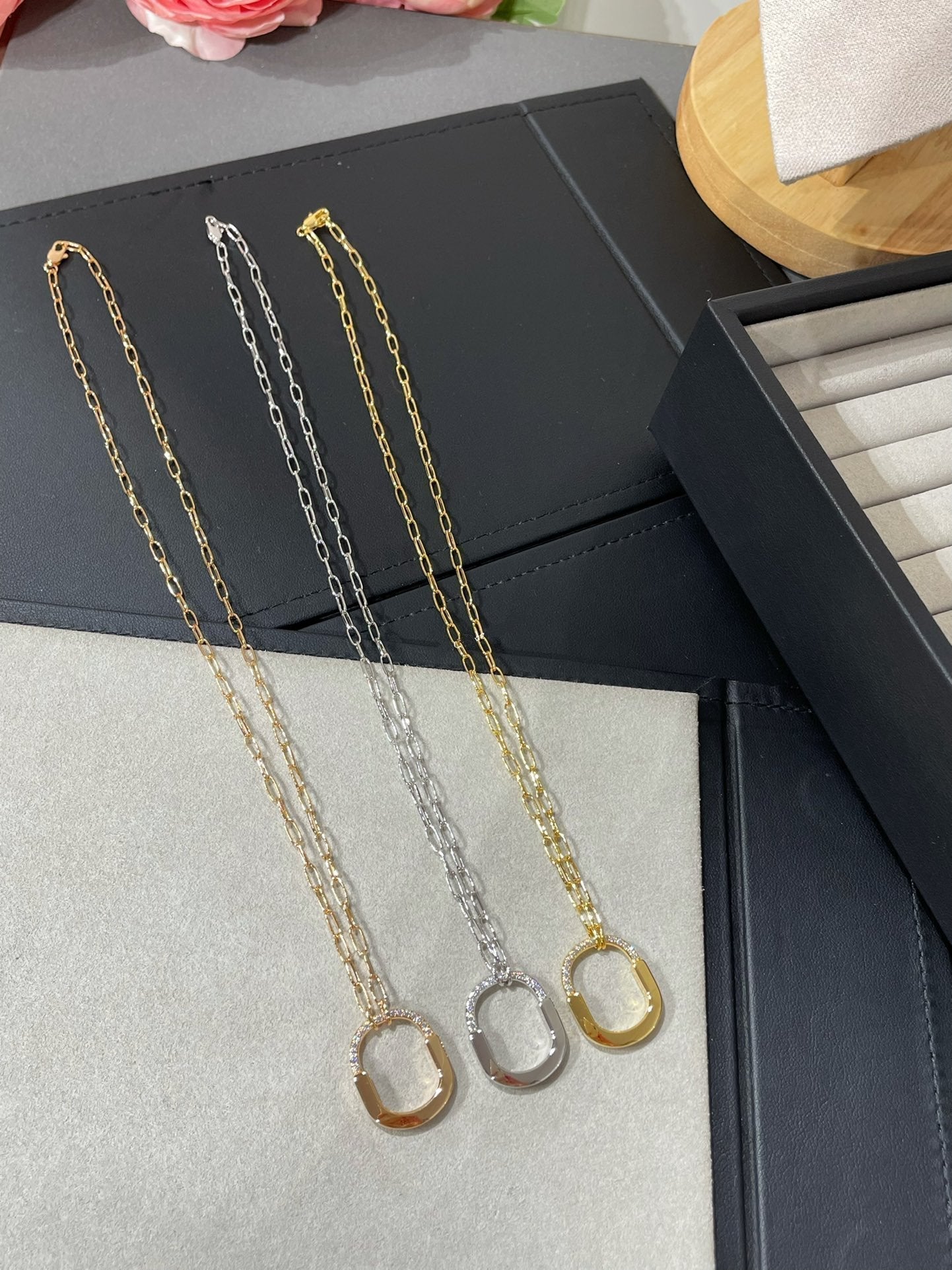 [Lumi Jewelry]LOCK MEDIUM PENDANT DIAMOND NECKLACE