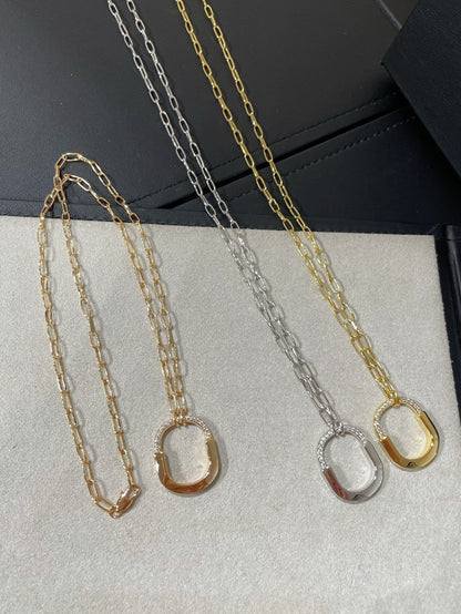 [Lumi Jewelry]LOCK MEDIUM PENDANT DIAMOND NECKLACE