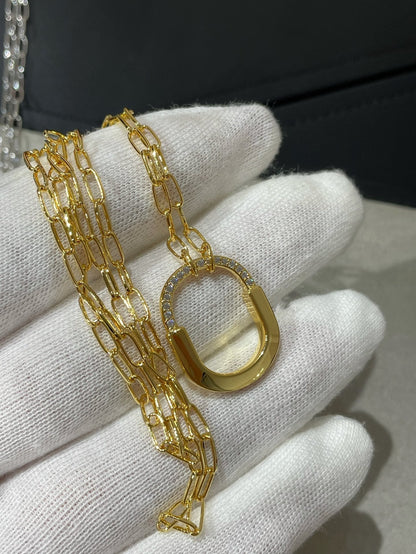 [Lumi Jewelry]LOCK MEDIUM PENDANT DIAMOND NECKLACE