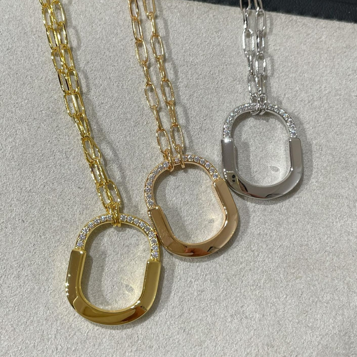 [Lumi Jewelry]LOCK MEDIUM PENDANT DIAMOND NECKLACE