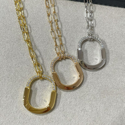[Lumi Jewelry]LOCK MEDIUM PENDANT DIAMOND NECKLACE