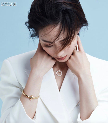 [Lumi Jewelry]T1 CIRCLE DIAMOND PAVED MEDIUM NECKLACE