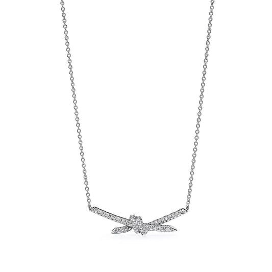 [Lumi Jewelry]KNOT PENDANT SILVER DIAMOND NECKLACE