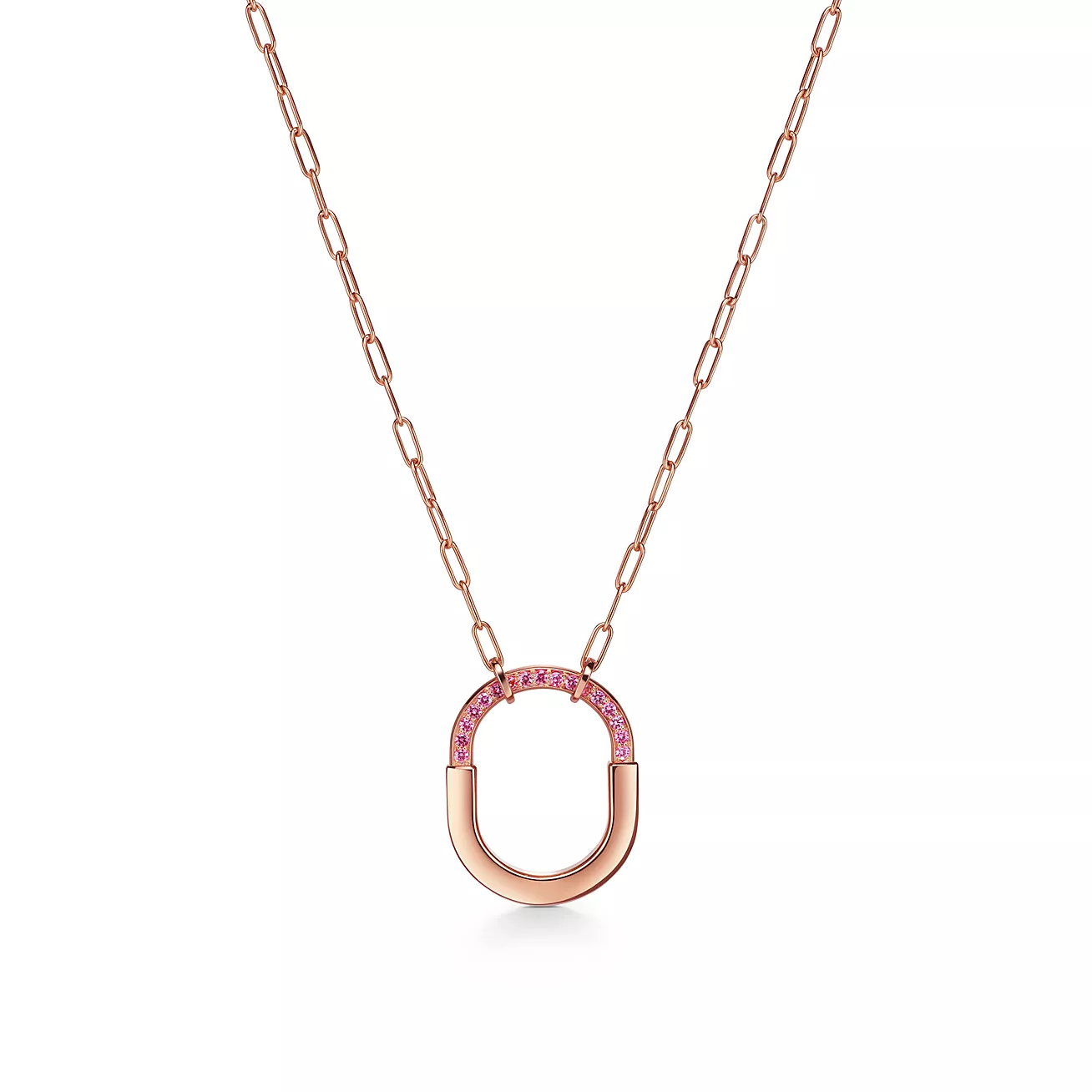 [Lumi Jewelry]LOCK MEDIUM PENDANT PINK DIAMOND PINK GOLD NECKLACE