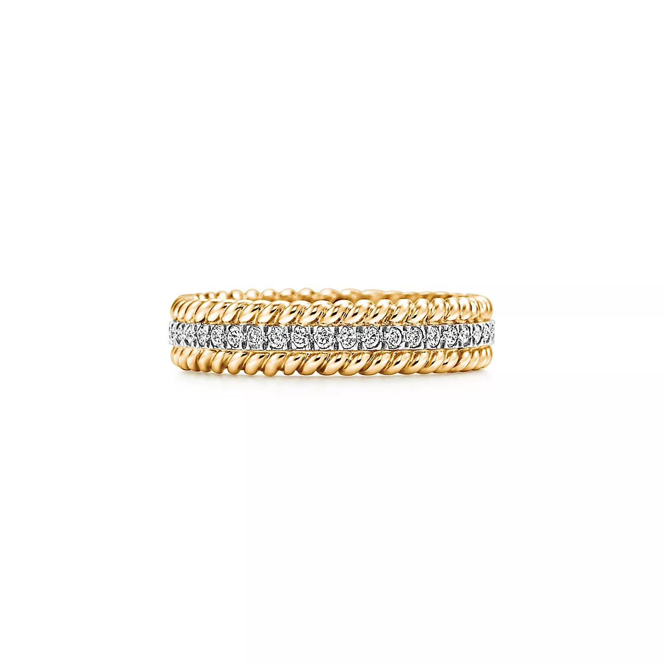 [Lumi Jewelry]ROPE TWO-ROW GOLD DIAMOND RING