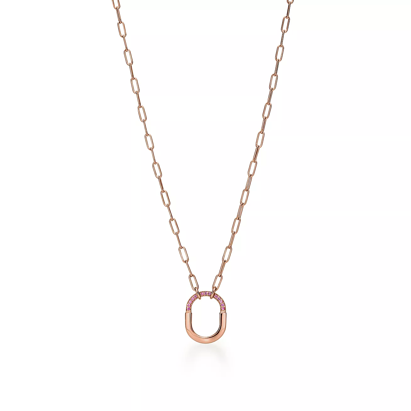 [Lumi Jewelry]LOCK SMALL PENDANT PINK DIAMOND PINK GOLD NECKLACE