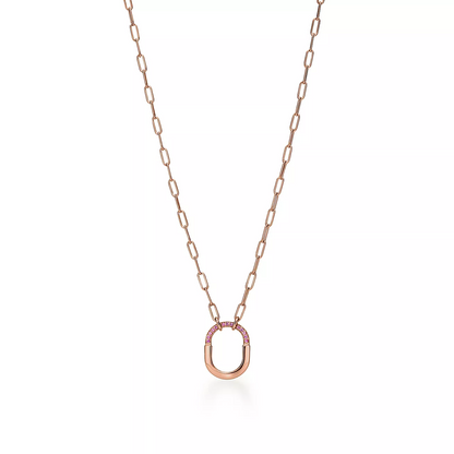 [Lumi Jewelry]LOCK SMALL PENDANT PINK DIAMOND PINK GOLD NECKLACE