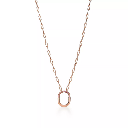 [Lumi Jewelry]LOCK SMALL PENDANT PINK DIAMOND PINK GOLD NECKLACE