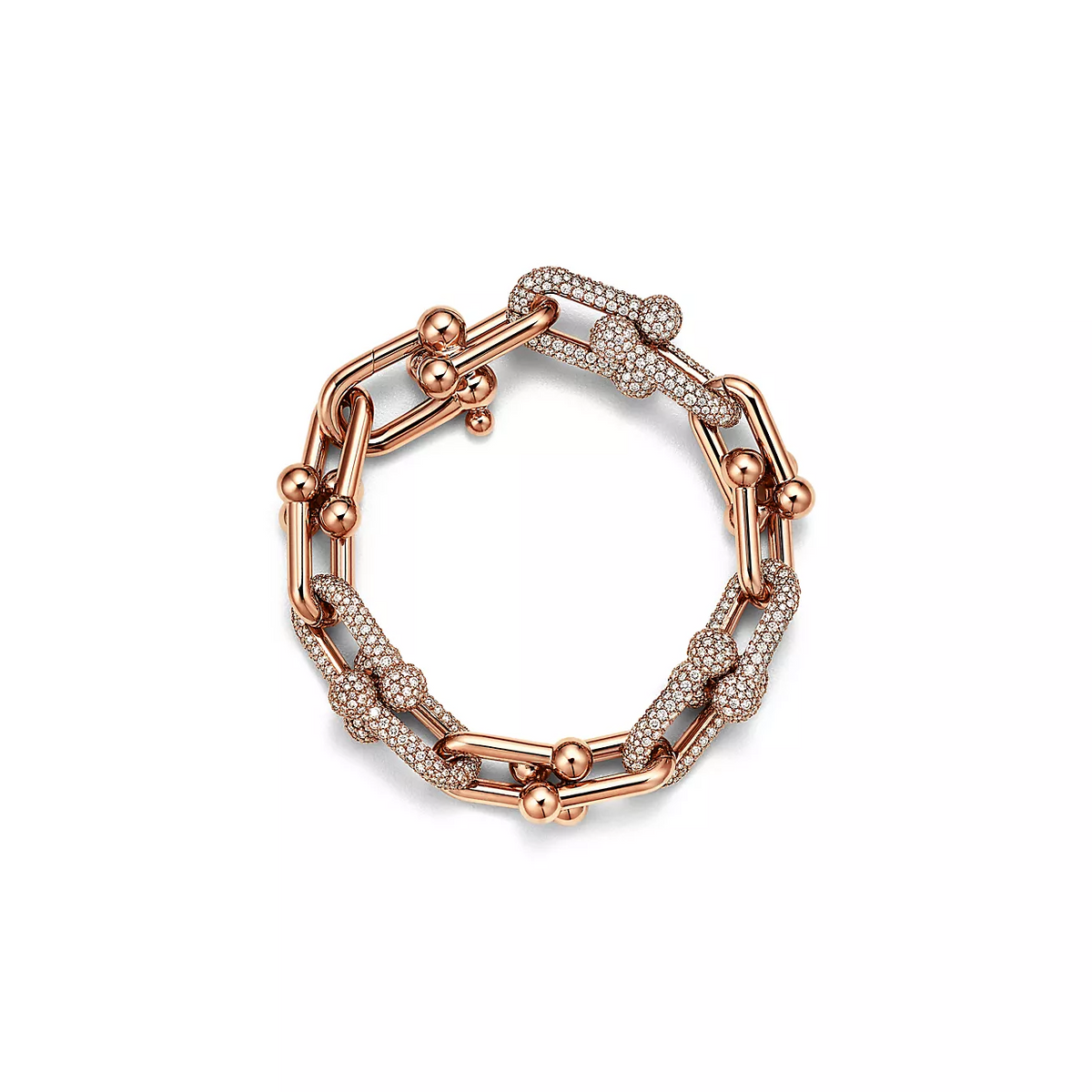 [Lumi Jewelry]HARDWEAR LARGE LINK PINK GOLD PAVED DIAMOND BRACELET