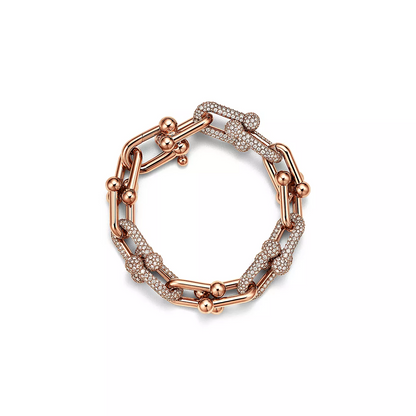 [Lumi Jewelry]HARDWEAR LARGE LINK PINK GOLD PAVED DIAMOND BRACELET