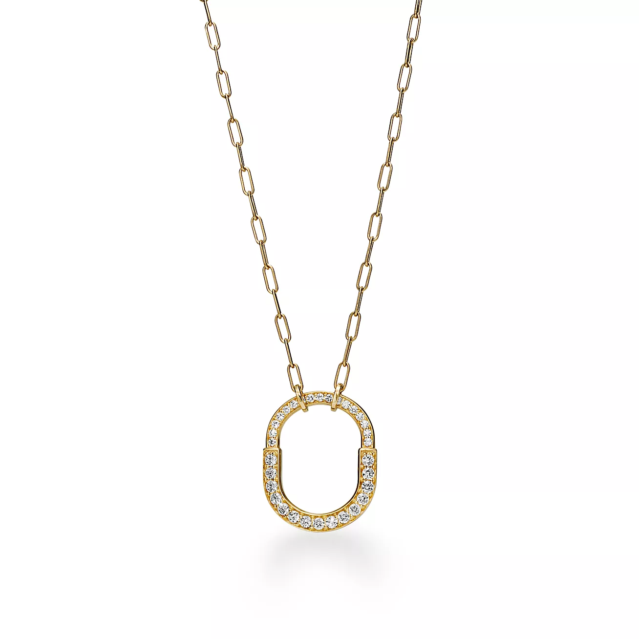 [Lumi Jewelry]LOCK NECKLACE MEDIUM PENDANT GOLD PAVED DIAMONDS