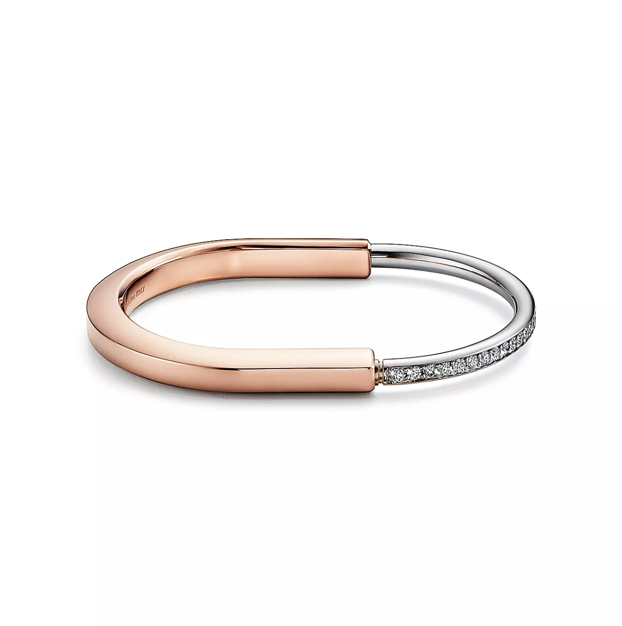 [Lumi Jewelry]LOCK BRACELET ROSE AND WHITE GOLD DIAMOND