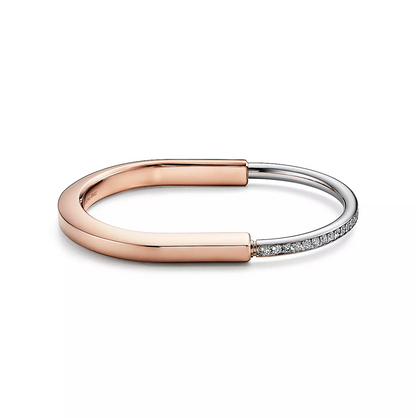 [Lumi Jewelry]LOCK BRACELET ROSE AND WHITE GOLD DIAMOND