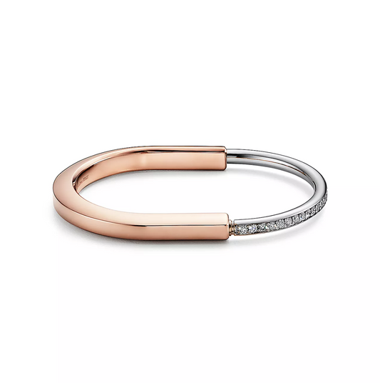 [Lumi Jewelry]LOCK BRACELET ROSE AND WHITE GOLD DIAMOND