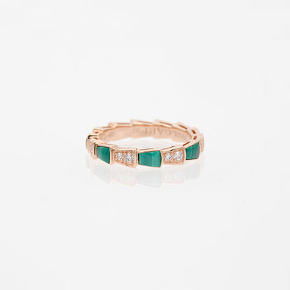[Lumi Jewels]SERPENTI RING PINK GOLD MALACHITE DIAMOND 3MM