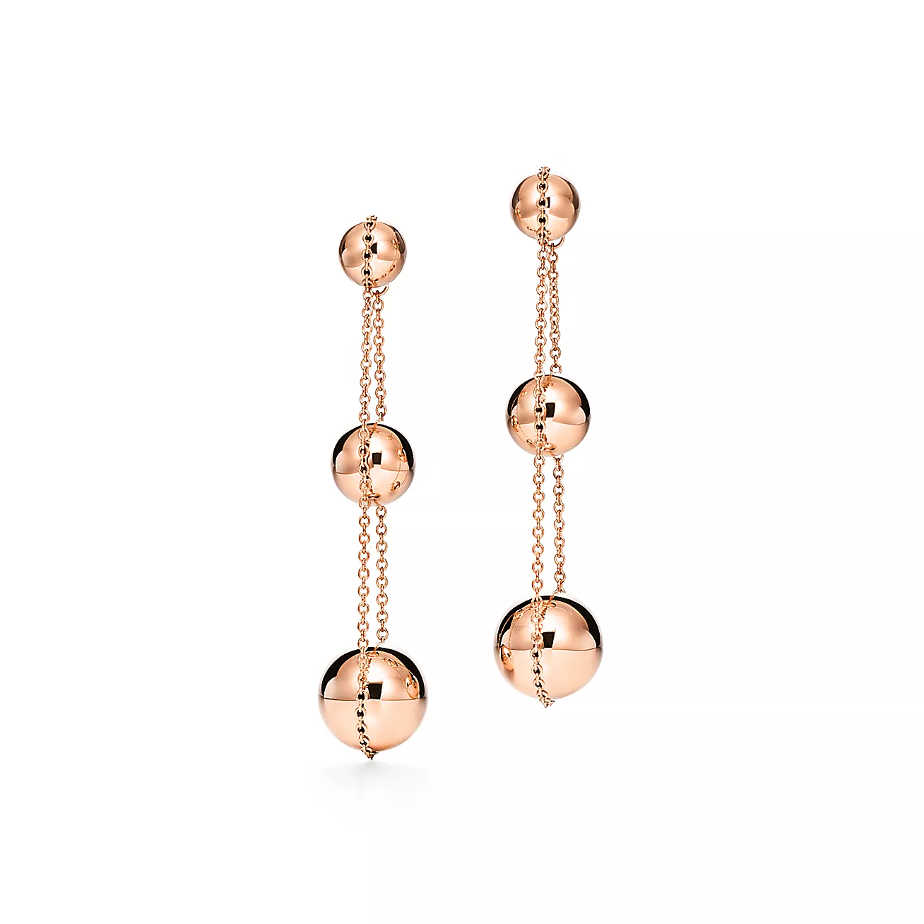 [Lumi Jewelry]TRIPLE DROP PINK GOLD EARRINGS