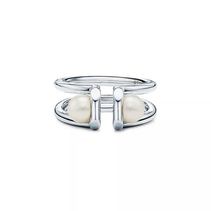 [Lumi Jewelry]DOUBLE PEARL SILVER RING