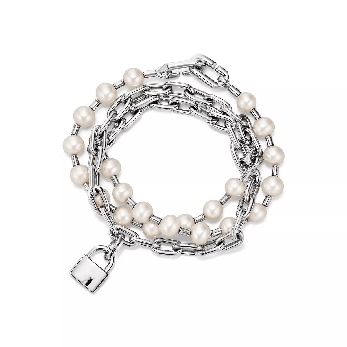 [Lumi Jewelry]PEARL LOCK SILVER BRACELET