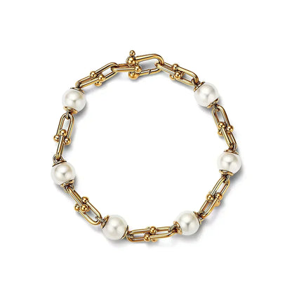 [Lumi Jewelry]LINK BRACELET GOLD WITH FRESHWATER PEARLS