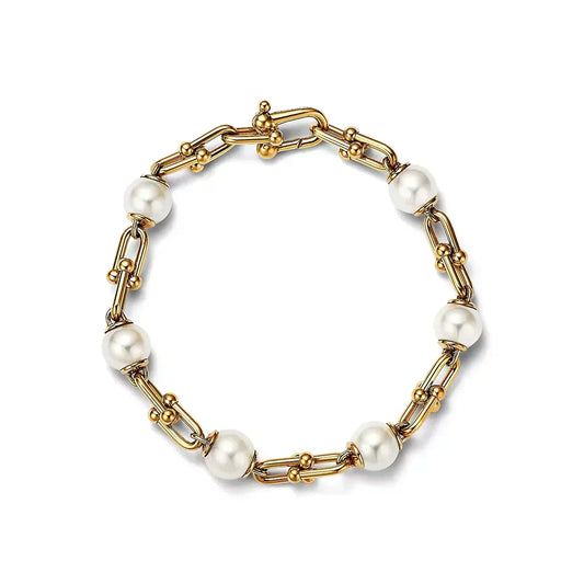 [Lumi Jewelry]LINK BRACELET GOLD WITH FRESHWATER PEARLS