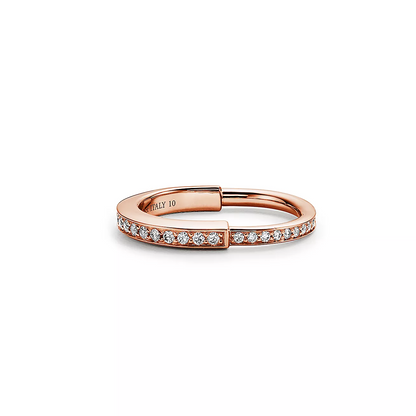 [Lumi Jewelry]LOCK RING PINK GOLD DIAMOND PAVED