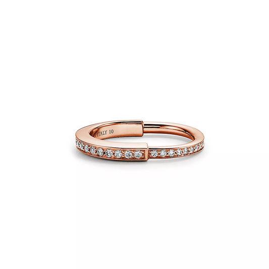 [Lumi Jewelry]LOCK RING PINK GOLD DIAMOND PAVED