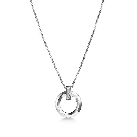 [Lumi Jewelry]T CIRCLE PENDENT SILVER NECKLACE