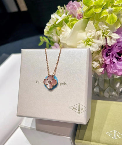 [Lumi Jewels]2025 CHRISTMAS CLOVER 15MM DIAMOND RHODONITE NECKLACE