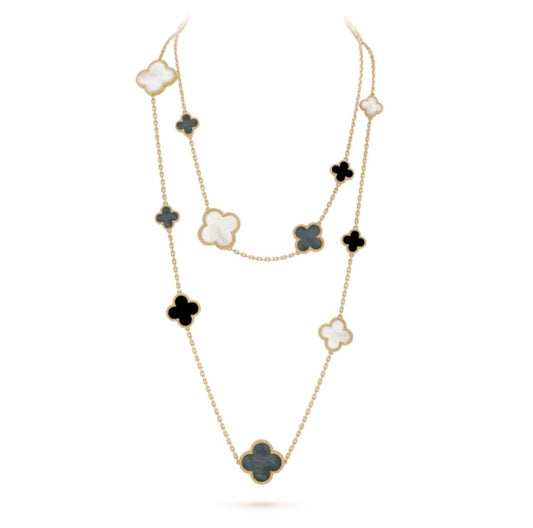[Lumi Jewels]CLOVER 16 MOTIF WHITE NECKLACE