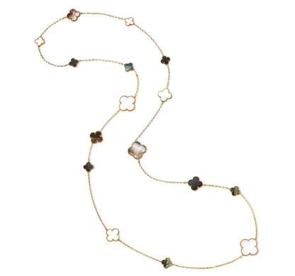 [Lumi Jewels]CLOVER 16 MOTIF WHITE NECKLACE