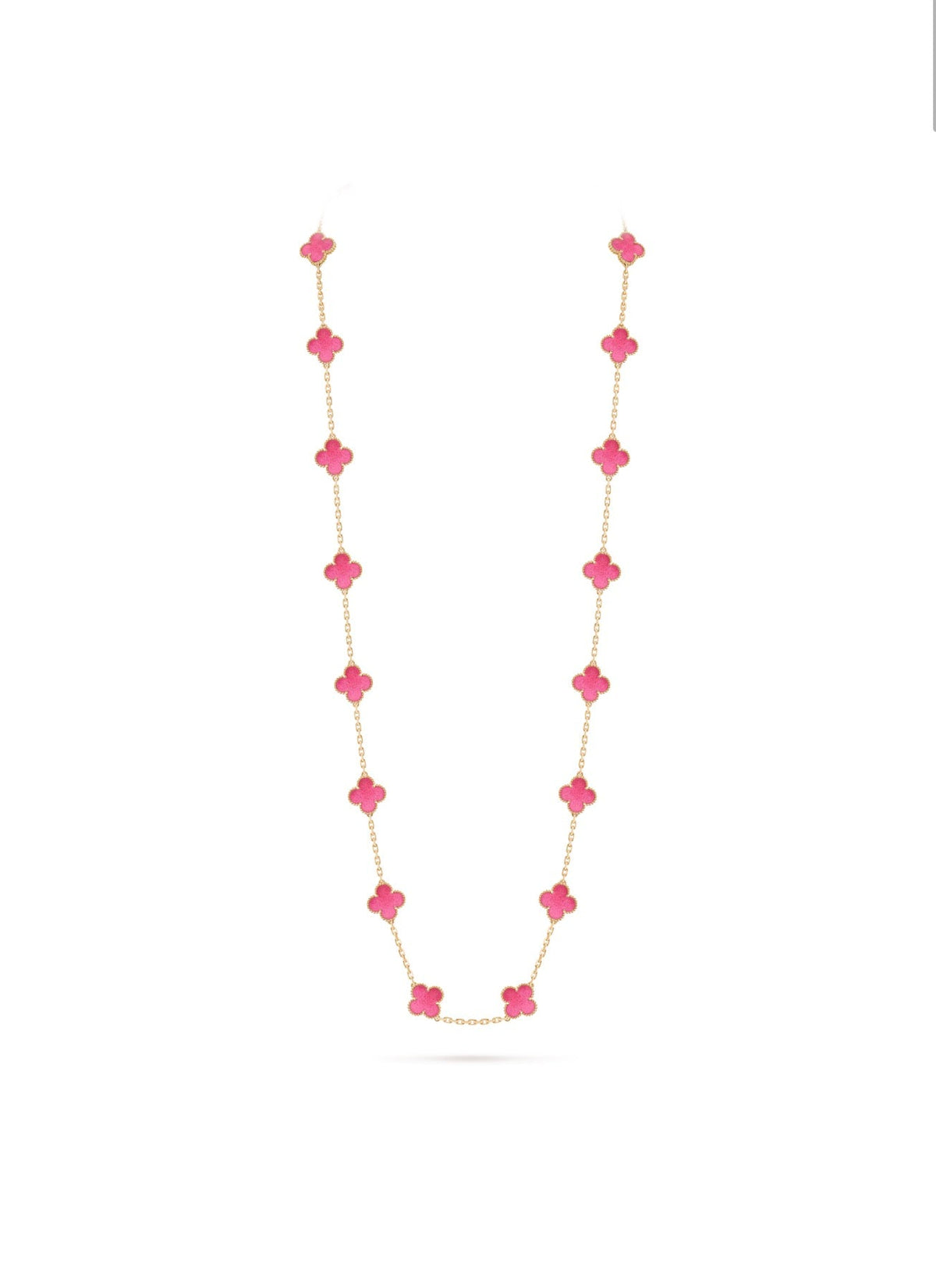[Lumi Jewelry]CLOVER 20 MOTIFS PINK ENAMEL NECKLACE
