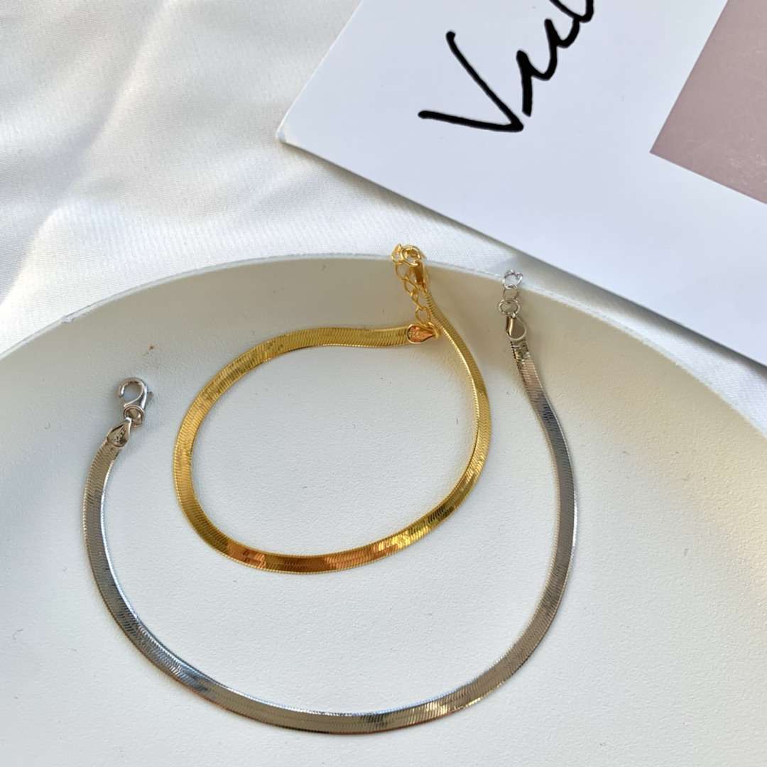 [Lumi Jewels]Flat Snake Bone Chain Blade Necklace