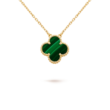 [Lumi Jewels]CLOVER 15MM MALACHITE SINGLE FLOWER  NECKLACE
