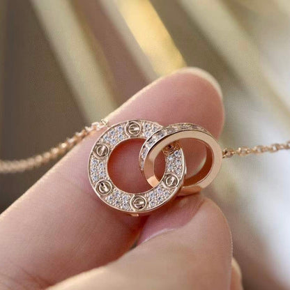 [Lumi Jewelry]LOVE  FULL DIAMOND PENDANT NECKLACE