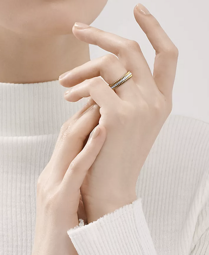 [Lumi Jewelry]ROPE TWO-ROW GOLD DIAMOND RING