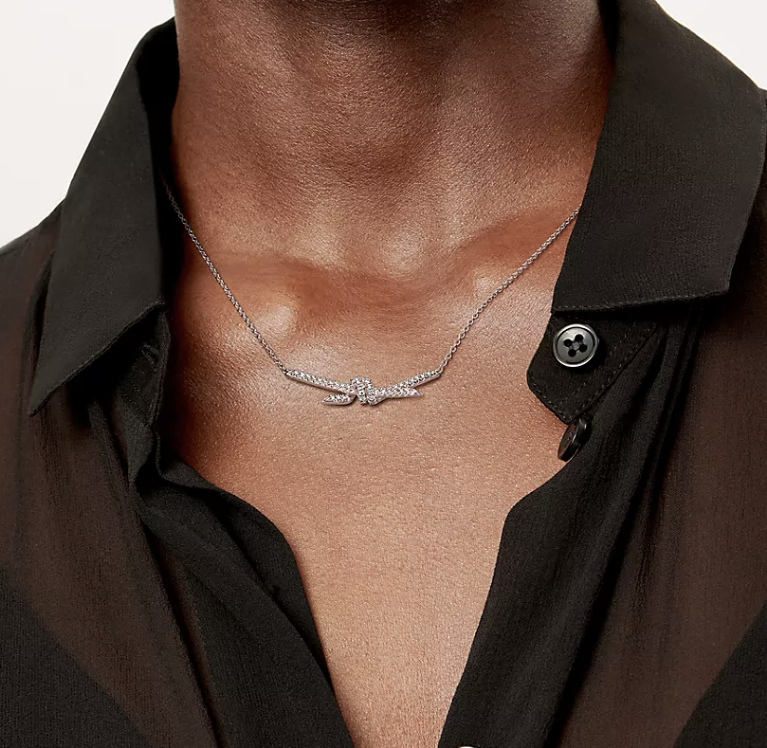 [Lumi Jewelry]KNOT PENDANT SILVER DIAMOND NECKLACE