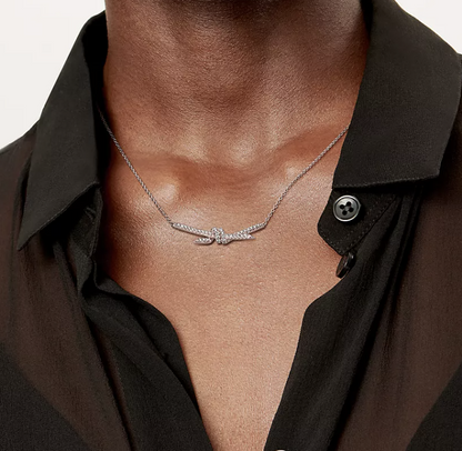 [Lumi Jewelry]KNOT PENDANT SILVER DIAMOND NECKLACE