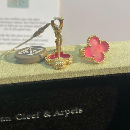 [Lumi Jewelry]NEW CLOVER 1 MOTIF PINK ENAMEL STUD EARRINGS