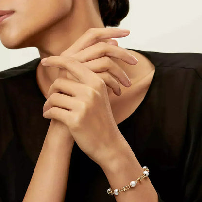 [Lumi Jewelry]LINK BRACELET GOLD WITH FRESHWATER PEARLS
