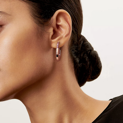 [Lumi Jewelry]LOCK MEDIUM PINK DIAMOND PINK GOLD EARRINGS
