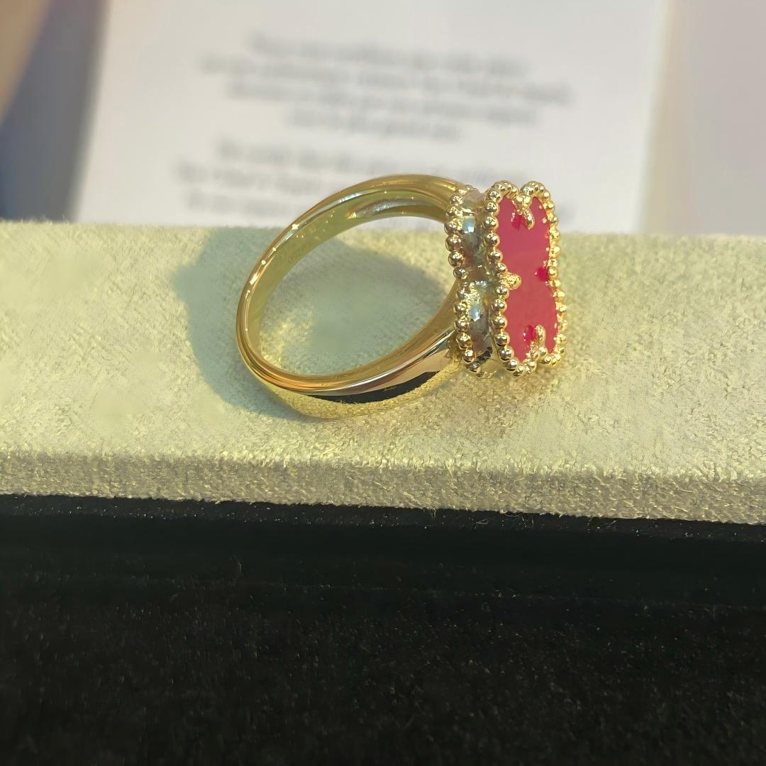 [Lumi Jewelry]NEW CLOVER PINK ENAMEL RINGS