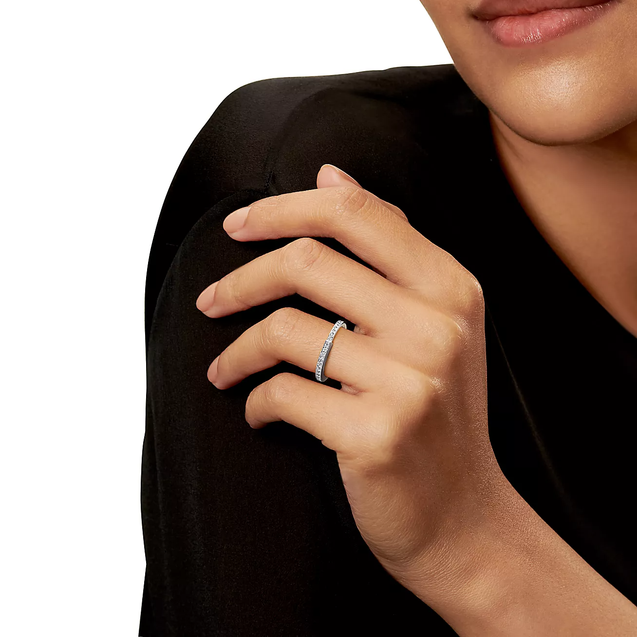[Lumi Jewelry]LOCK RING SILVER DIAMOND PAVED