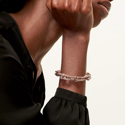 [Lumi Jewelry]HARDWEAR LARGE LINK PINK GOLD PAVED DIAMOND BRACELET