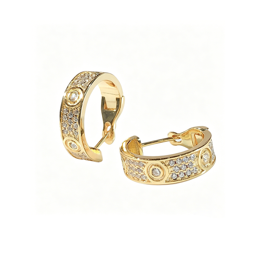 [Lumi Jewelry]LOVE 5.5MM DIAMOND PAVED EARRINGS